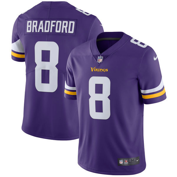 Men's Minnesota Vikings #8 Sam Bradford Nike Purple Vapor Untouchable Limited Stitched NFL Jersey