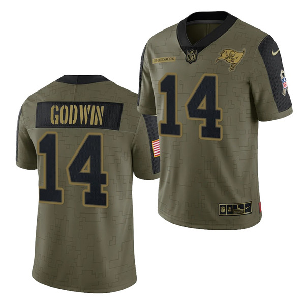 Men's Tampa Bay Buccaneers #14 Chris Godwin 2021 Olive Salute To Service Limited Stitched Jersey