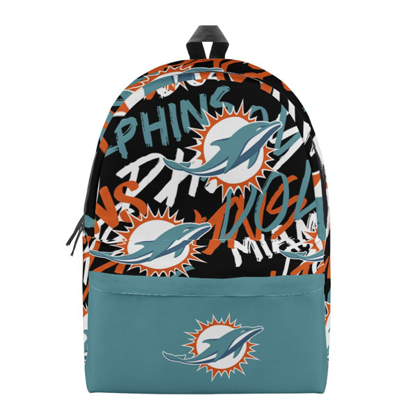 Miami Dolphins All Over Print Cotton Backpack 001