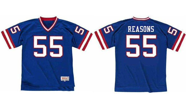 Men's New York Giants #55 Gary Reasons Blue Stitched Jersey