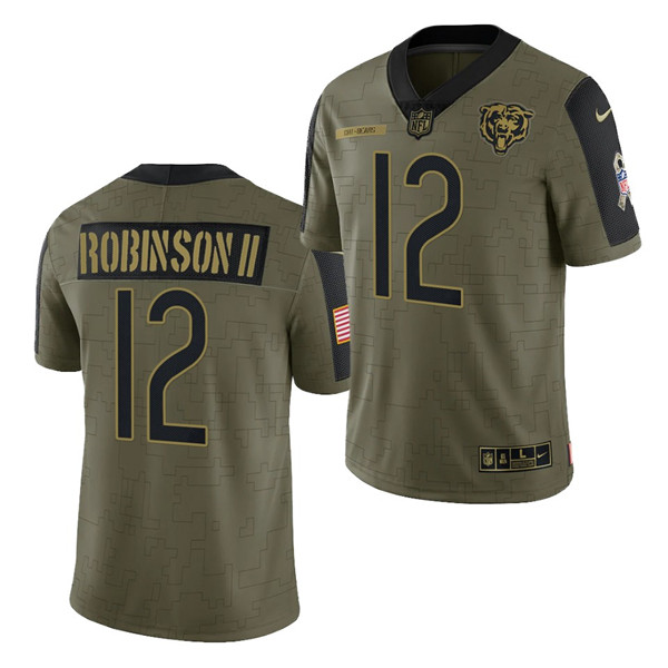 Men's Chicago Bears #12 Allen Robinson II 2021 Olive Salute To Service Limited Stitched Jersey