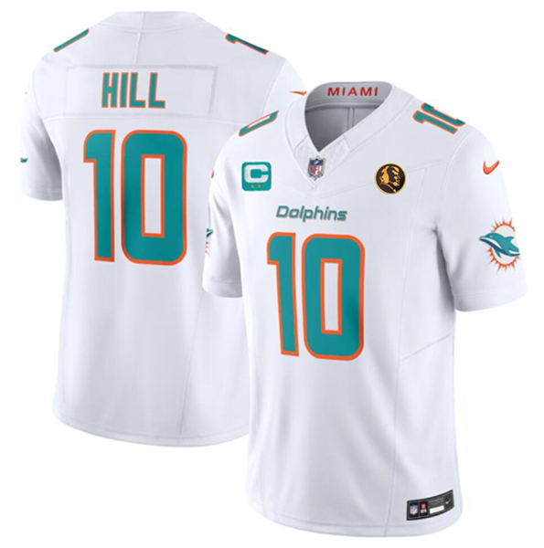 Men's Miami Dolphins #10 Tyreek Hill White 2023 F.U.S.E. With 2-star C Patch And John Madden Patch Vapor Limited Football Stitched Jersey