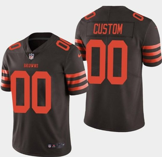 Men's Cleveland Browns Customized Brown Rush Color Limited Stitched NFL Jersey (Check description if you want Women or Youth size)