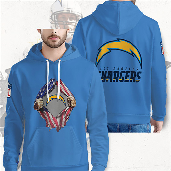 Men's Los Angeles Chargers Blue 3D Trending T-Shirt NFL Hoodie