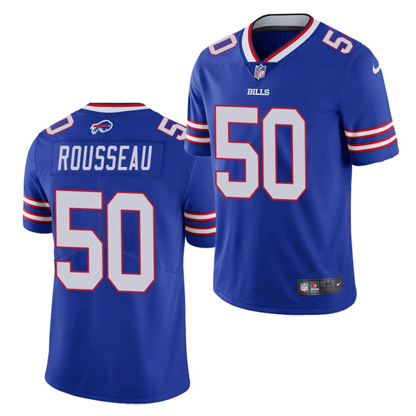 Men's Buffalo Bills #50 Gregory Rousseau Blue 2021 Vapor Untouchable Limited Stitched NFL Jersey (Check description if you want Women or Youth size)