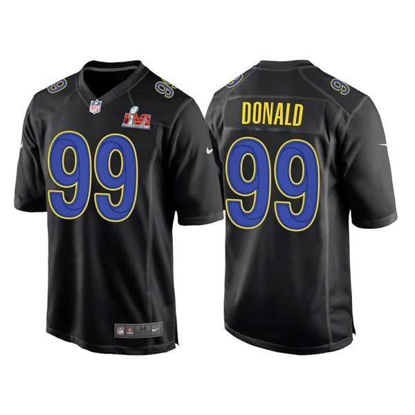 Men's Los Angeles Rams #99 Aaron Donald Black 2022 Super Bowl LVI Game Stitched Jersey