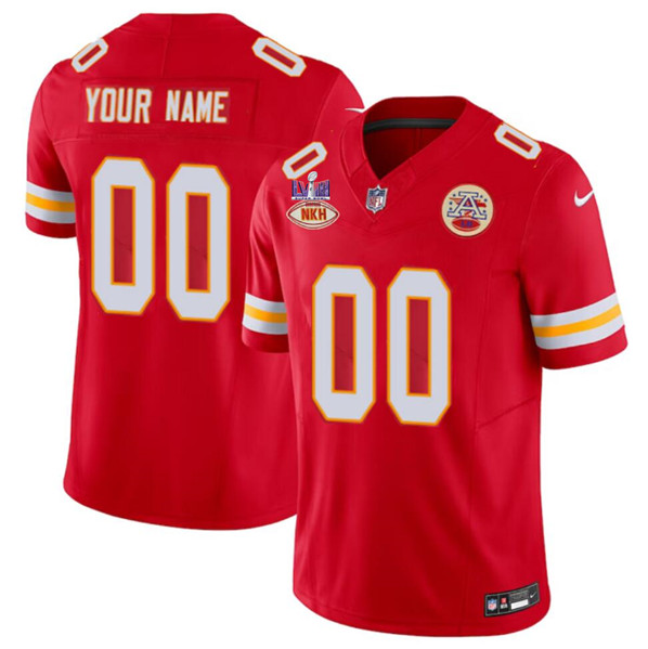 Men's Kansas City Chiefs Active Player Custom Red 2024 F.U.S.E. Super Bowl LVIII Patch With "NKH" Patch Vapor Untouchable Limited Football Stitched Jersey