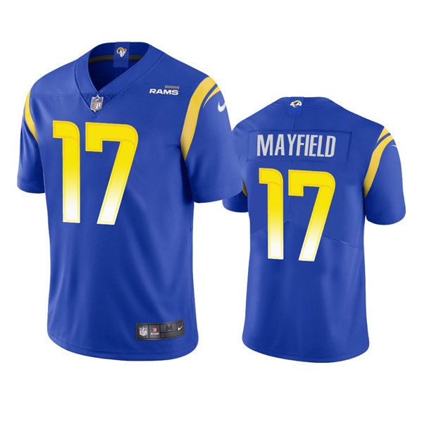 Men's Los Angeles Rams #17 Baker Mayfield Royal Vapor Untouchable Limited Stitched Jersey