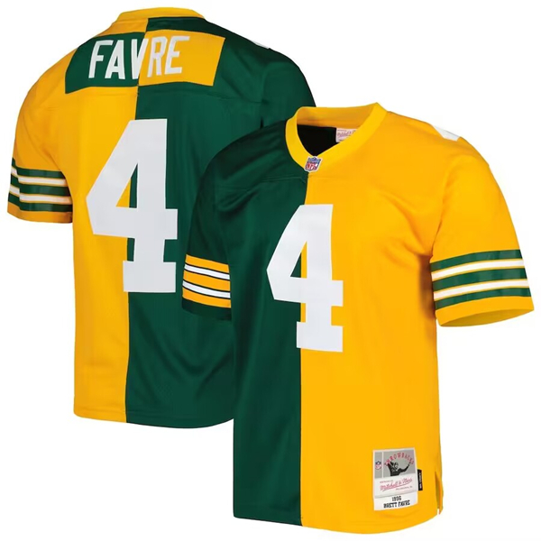 Men's Green Bay Packers Customized Green/Gold Mitchell & Ness 1996 Split Stitched Jersey