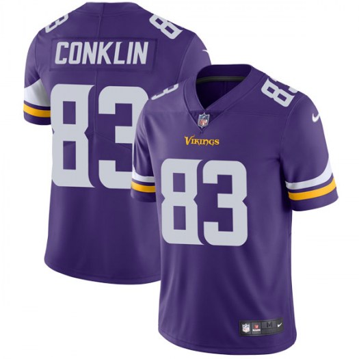 Men's Minnesota Vikings #Tyler Conklin Purple Vapor Untouchable Limited Stitched NFL Jersey