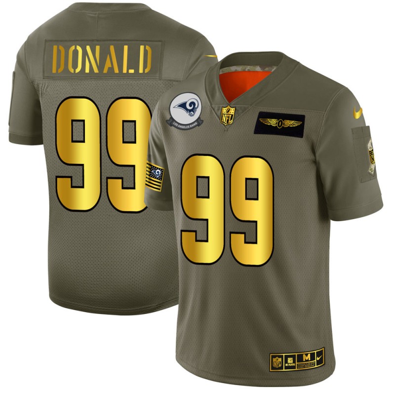 Men's Los Angeles Rams #99 Aaron Donald Olive/Gold 2019 Salute to Service Limited Stitched NFL Jersey