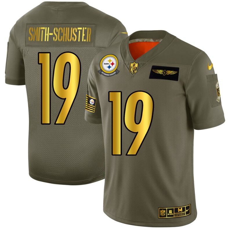 Men's Pittsburgh Steelers #19 JuJu Smith-Schuster Olive/Gold 2019 Salute to Service Limited Stitched NFL Jersey