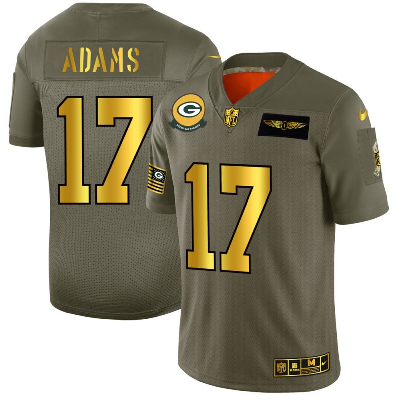 Men's Green Bay Packers #17 Davante Adams Olive/Gold 2019 Salute to Service Limited Stitched NFL Jersey.