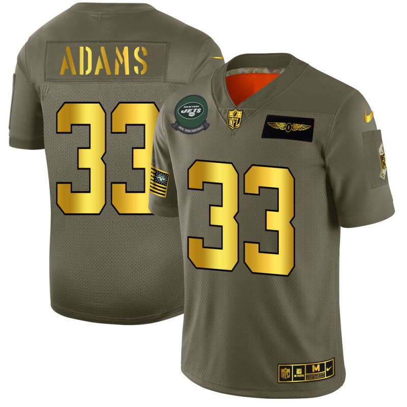 Men's New York Jets #33 Jamal Adams 2019 Olive/Gold Salute To Service Limited Stitched NFL Jersey