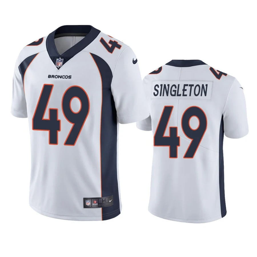 Men's Denver Broncos #49 Alex Singleton White Vapor Limited Football Stitched Jersey