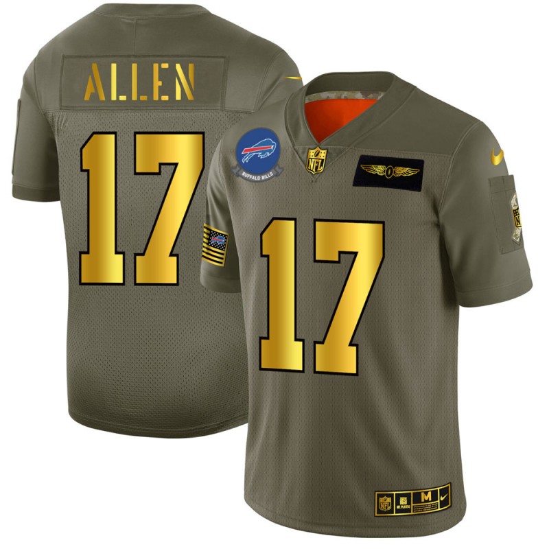 Men's Buffalo Bills #17 Josh Allen Olive/Gold 2019 Salute to Service Limited Stitched ...