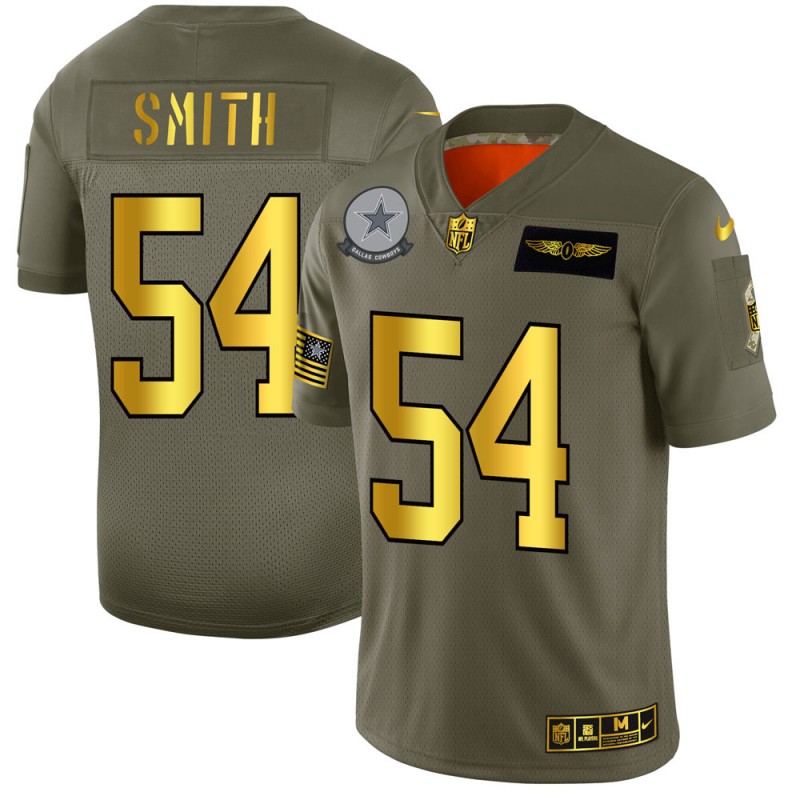 Men's Dallas Cowboys #54 Jaylon Smith 2019 Olive/Gold Salute To Service Limited Stitched NFL Jersey