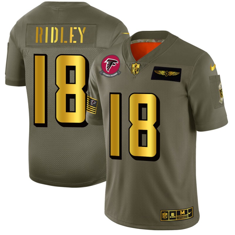 Men's Atlanta Falcons #18 Calvin Ridley 2019 Olive/Gold Salute To Service Limited Stitched NFL Jersey