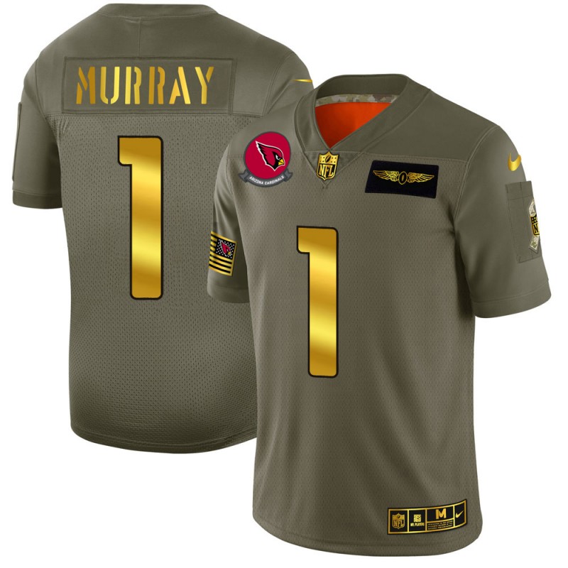 Men's Arizona Cardinals #1 Kyler Murray 2019 Olive/Gold Salute To Service Limited Stitched NFL Jersey