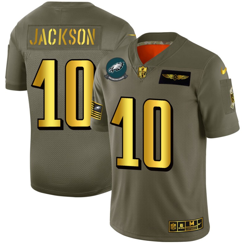 Men's Philadelphia Eagles 10 DeSean Jackson 2019 Olive/Gold Salute To