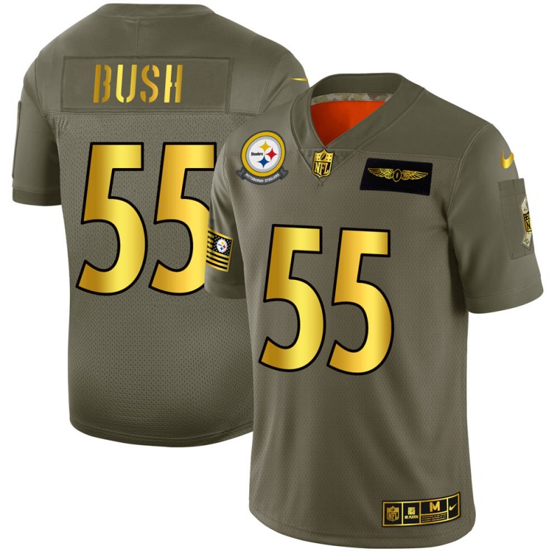 Men's Pittsburgh Steelers #55 Devin Bush Olive/Gold 2019 Salute to Service Limited Stitched NFL Jersey