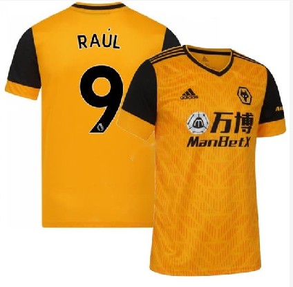 Men's FC Wolverhampton Wanderers F.C. #9 Raúl Jiménez Yellow Football jersey