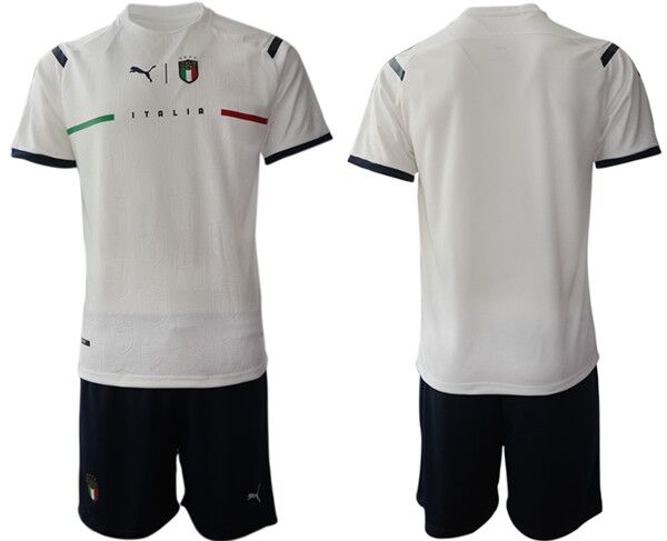 Men's Italy Custom Euro 2021 Soccer White Jersey and Shorts (Check description if you want Women or Youth size)