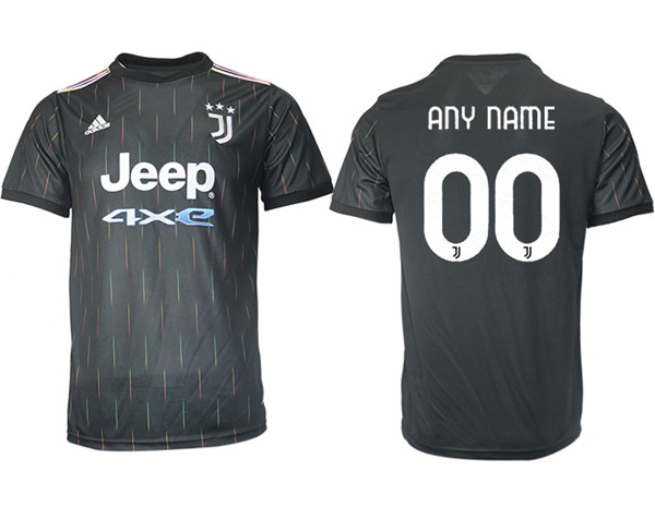 Men's Juventus Custom Black Away Soccer Jersey