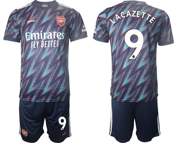 Arsenal F.C #9 Lacazette Away Soccer Jersey with Shorts