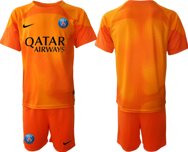 Men's Paris Saint-Germain Custom Orange 2023 Soccer Jersey with Shorts