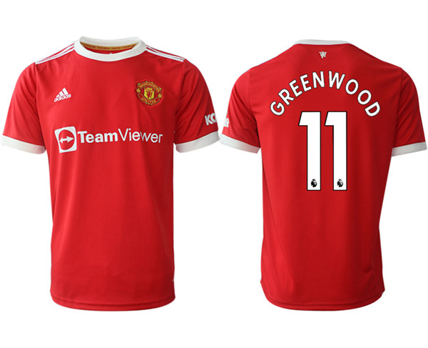 Men's Manchester United #11 Mason Greenwood Red Home Soccer Jersey