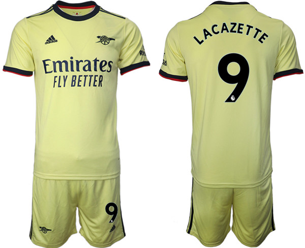 Arsenal F.C #9 Lacazette Away Soccer Jersey with Shorts