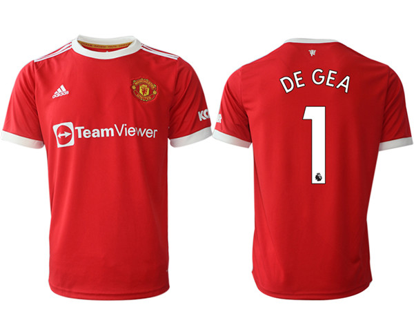 Men's Manchester United #1 David de Gea Red Home Soccer Jersey