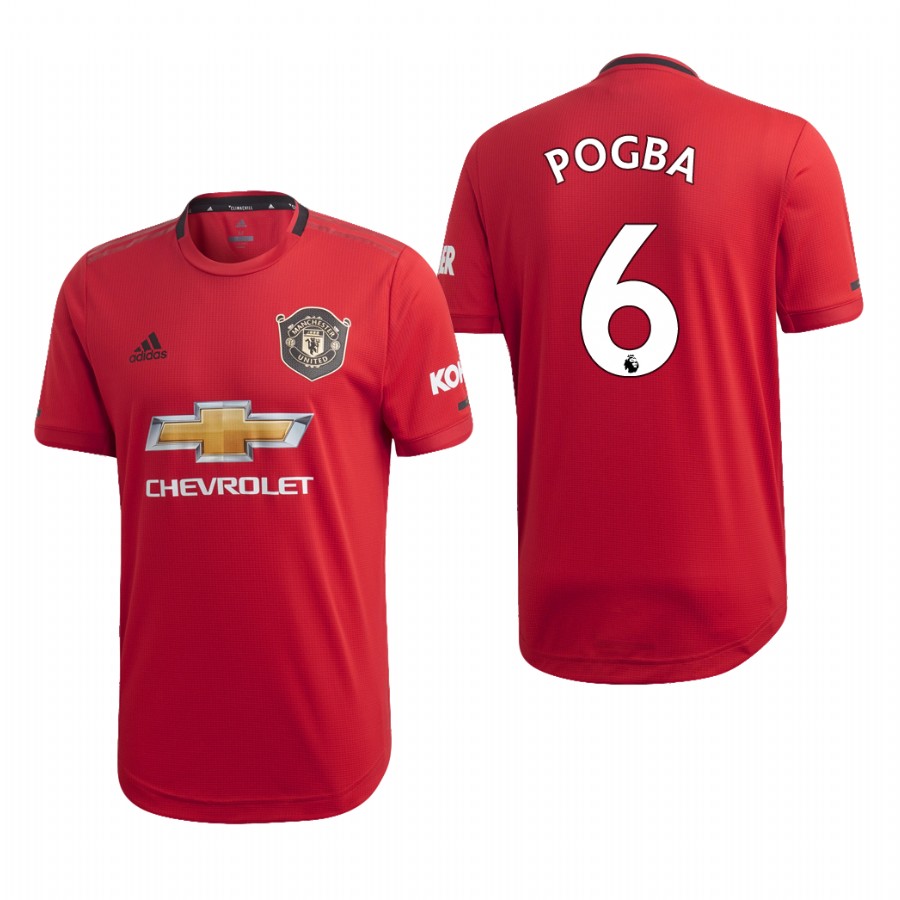 Men's Manchester United #6 Paul Pogba Red 2019 Soccer Club Home Official Jersey