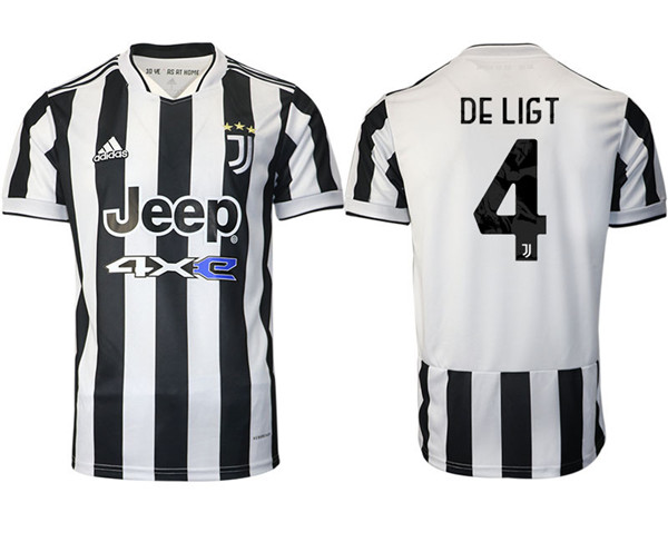 Men's Juventus #4 Matthijs de Ligt White/Black Home Soccer Jersey