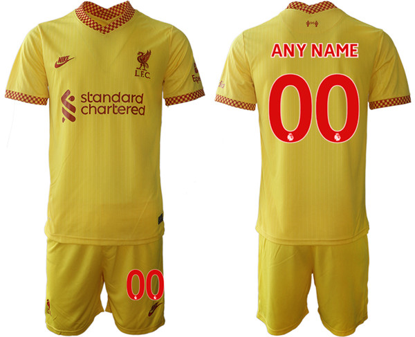 Men's Liverpool Custom Yellow Away Jersey with Shorts