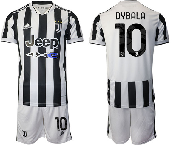 Men's Juventus #10 Paulo Dybala White/Black Home Soccer Jersey with Shorts
