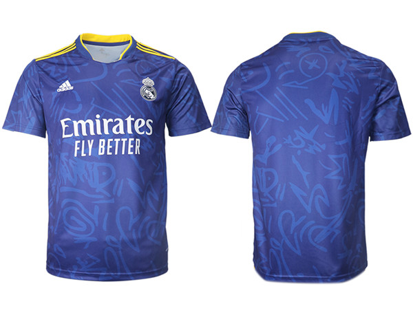 Men's Real Madrid 2021/22 Blue Away Soccer Jersey