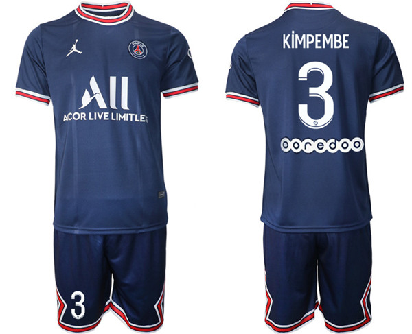 Men's Paris Saint-Germain #3 Kimpembe 2021/22 Blue Soccer Jersey