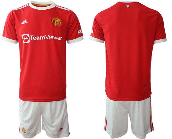 Men's Manchester United Red Home Soccer Jersey with shorts