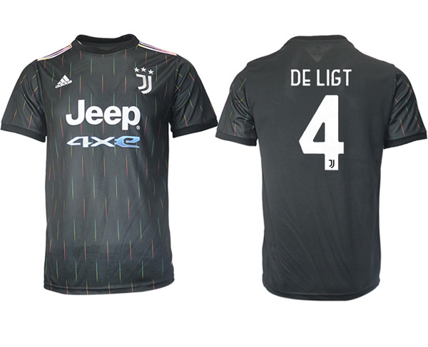 Men's Juventus #4 Matthijs de Ligt Black Away Soccer Jersey