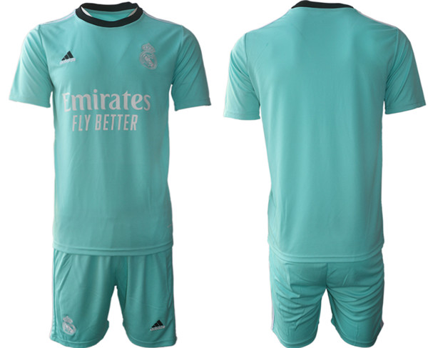 Men's Real Madrid 2021/22 Teal Away Soccer Jersey with Shorts