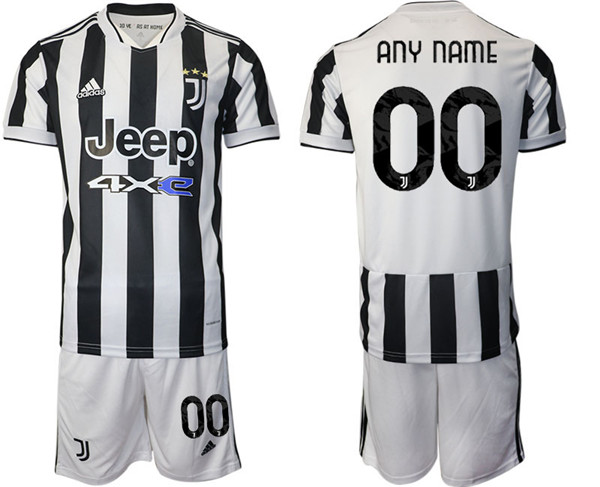 Men's Juventus Custom White/Black Home Soccer Jersey with Shorts