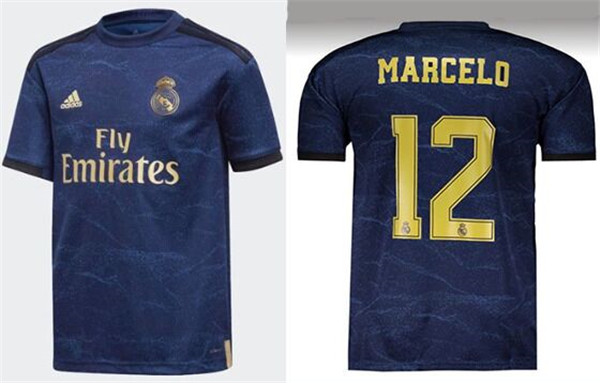 Men's Real Madrid #12 Marcelo Navy Soccer Jersey 005