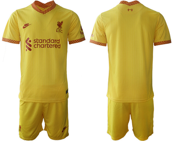 Men's Liverpool 21/22 Yellow Away Jersey with Shorts