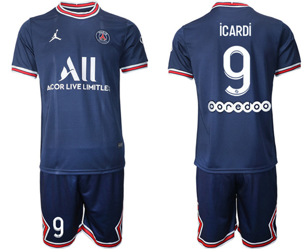 Men's Paris Saint-Germain #9 Icardi 2021/22 Blue Soccer Jersey