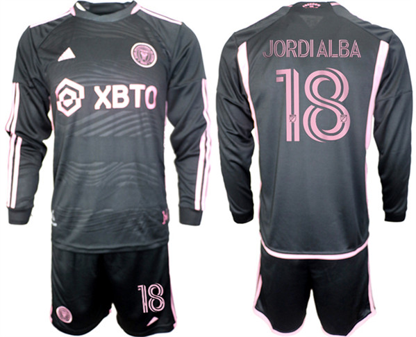 Men's Inter Miami CF #18 Jordialba 2023/24 Black Away Soccer Jersey Suit