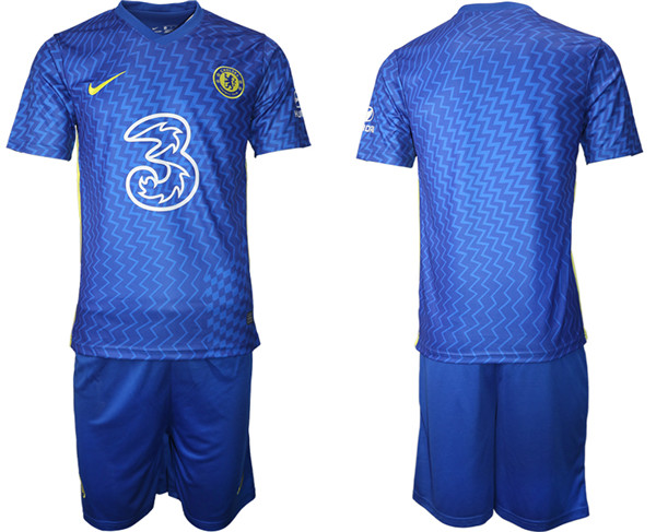 Men's Chelsea 2021/22 Blue Home Soccer Jersey with Shorts