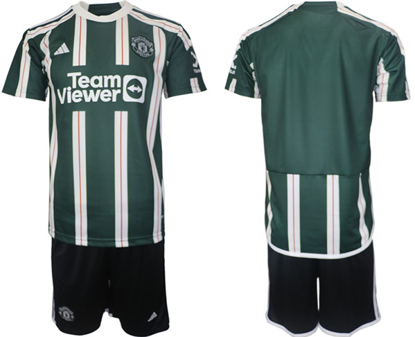 Men's Manchester United Custom 2023/24 Green Away Soccer Jersey Suit