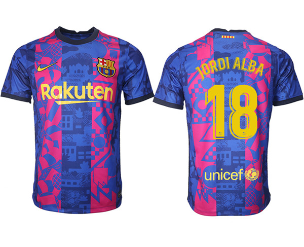 Men's Barcelona #18 Jordi Alba 2021/22 training suit aaa version Soccer Jersey